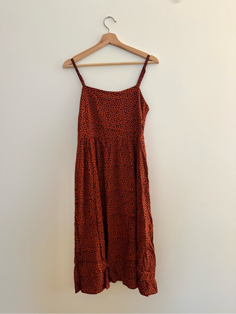 GAP Rust Red & Black Spotted Midi Slip Dress